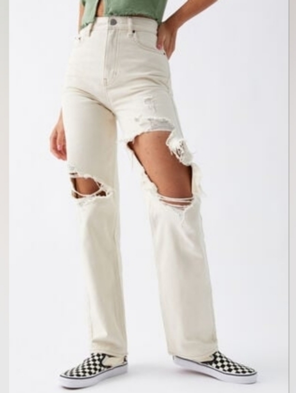 Pacsun 90s boyfriend straight leg jeans 27 greige / beige / light grey